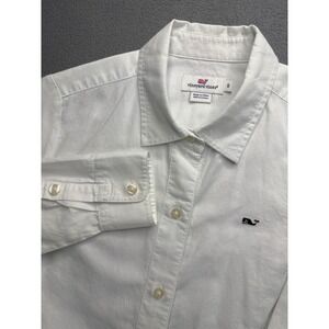 Vineyard Vines Button Down Women 0 White Oxford Shirt Long Sleeve Whale Logo
